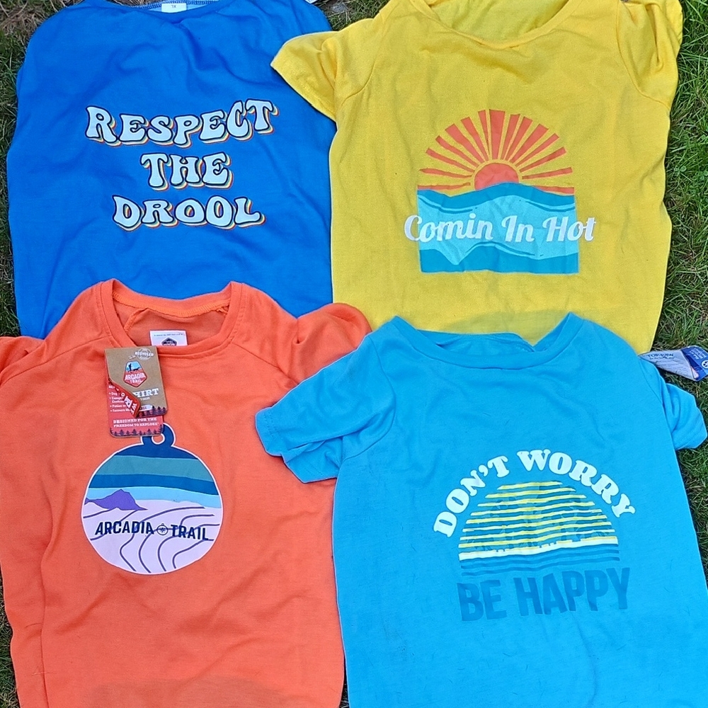 Arcadia Dog Tees - Blue, Yellow, Orange